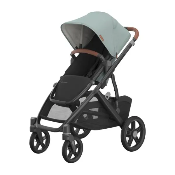 UPPAbaby Kinderwagen 2-in-1 Vista V3 Dillan Stone Blue Met Carbon Frame En Sand Leather> Uitbreidbare Kinderwagens|Tweeling Kinderwagens