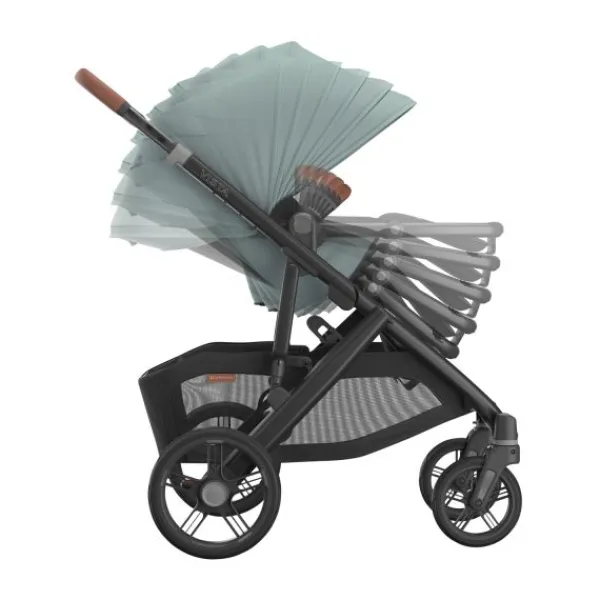 UPPAbaby Kinderwagen 2-in-1 Vista V3 Dillan Stone Blue Met Carbon Frame En Sand Leather> Uitbreidbare Kinderwagens|Tweeling Kinderwagens
