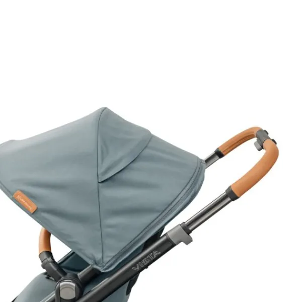 UPPAbaby Kinderwagen 2-in-1 Vista V3 Dillan Stone Blue Met Carbon Frame En Sand Leather> Uitbreidbare Kinderwagens|Tweeling Kinderwagens