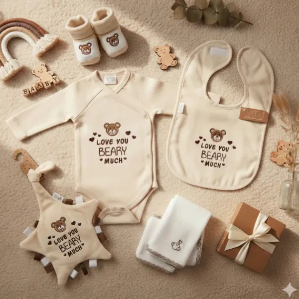 VIB Love You BEARY Much Overslag Romper - 0-3 Mnd - Beige> Rompertjes