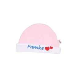 VIB Muts Rond Famke Roze-Wit 0-3mnd> Mutsjes