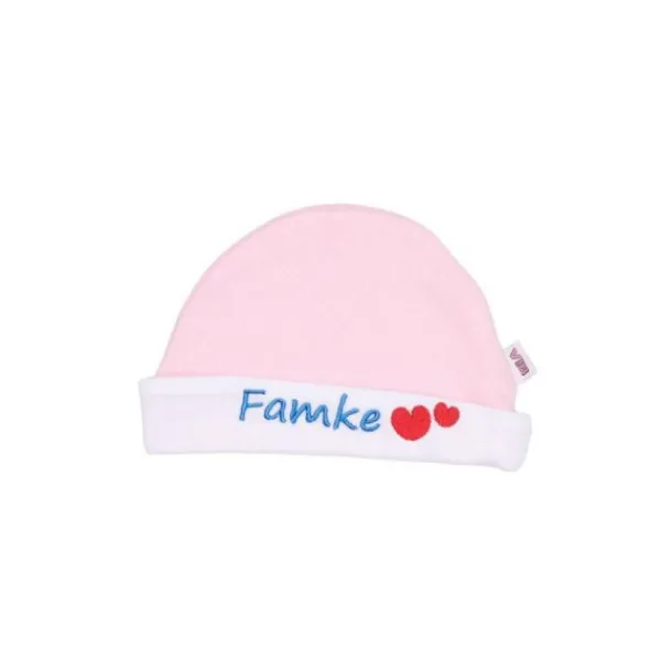 VIB Muts Rond Famke Roze-Wit 0-3mnd> Mutsjes