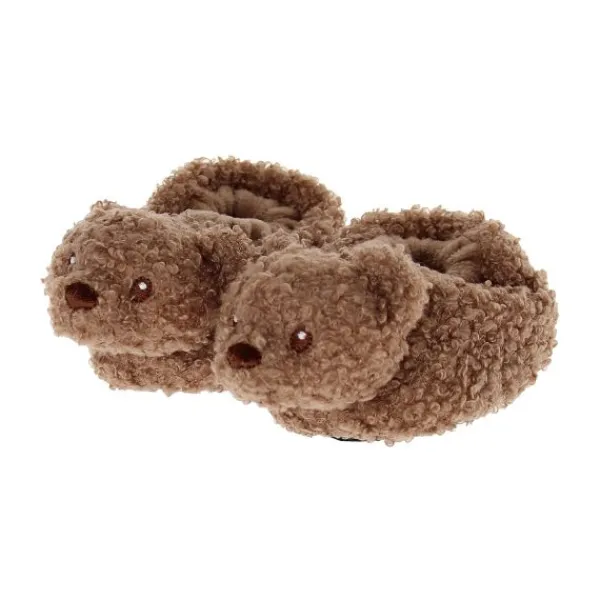 VIB Teddy Pluche Berenslofjes - 0-3 Mnd - Bruin> Slofjes
