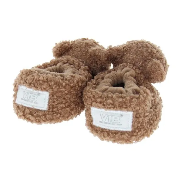 VIB Teddy Pluche Berenslofjes - 0-3 Mnd - Bruin> Slofjes