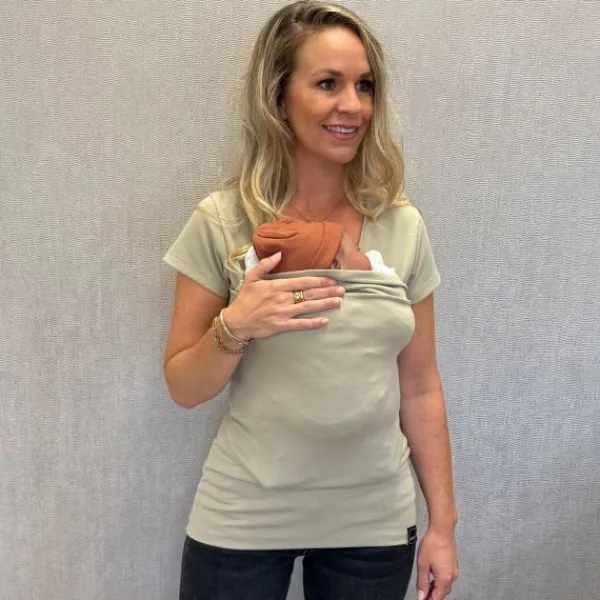 Womboo Buidelshirt Vrouw – Taupe> Draagdoeken